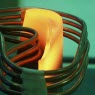 Heating turbine engine fan blades for welding