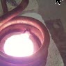 image: Melting iron powder; pucks for analysis