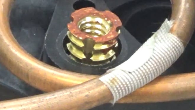Staking Brass Threaded Inserts to Plastic Manifold