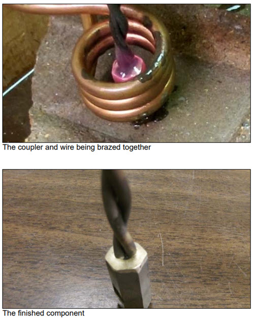 Brazing a steel coupler and a steel wire