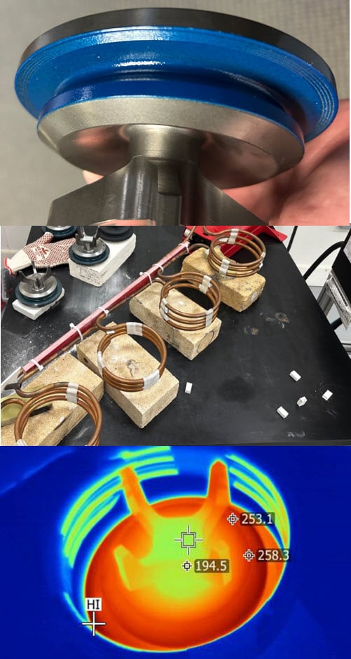 Curing adhesive on a steel valve used for fracking