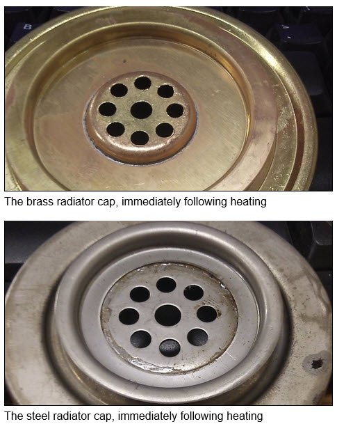 Soldering brass and steel radiator caps
