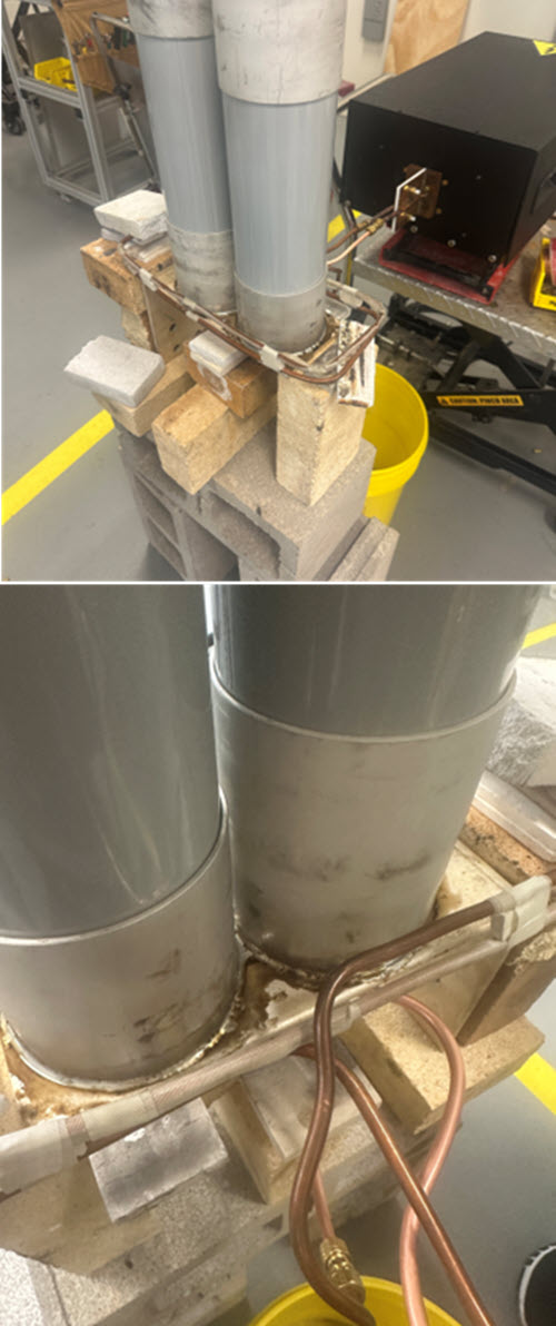 Solder a copper fuse assembly to 350-400°F for a preheat application